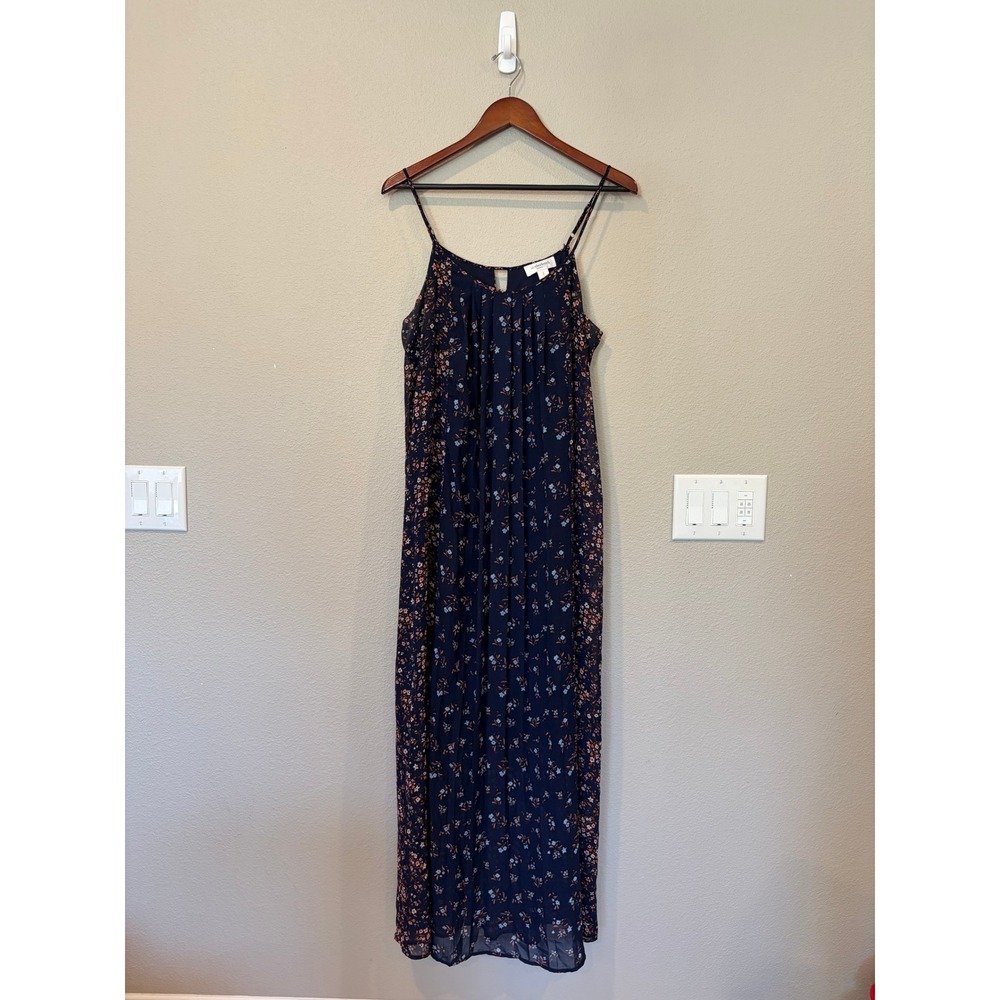 Motherhood Maternity Large Navy Blue Floral Lightweight Baby Shower Maxi Dress